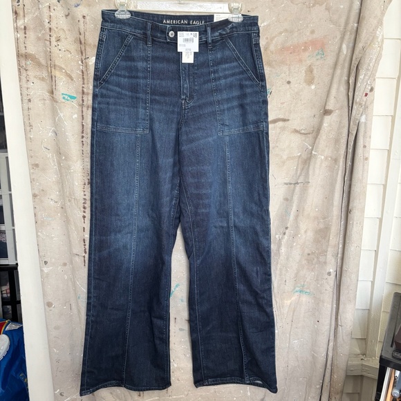 American Eagle Dreamy Drape Super High-Rise Baggy Wide Leg Jeans - Picture 1 of 4